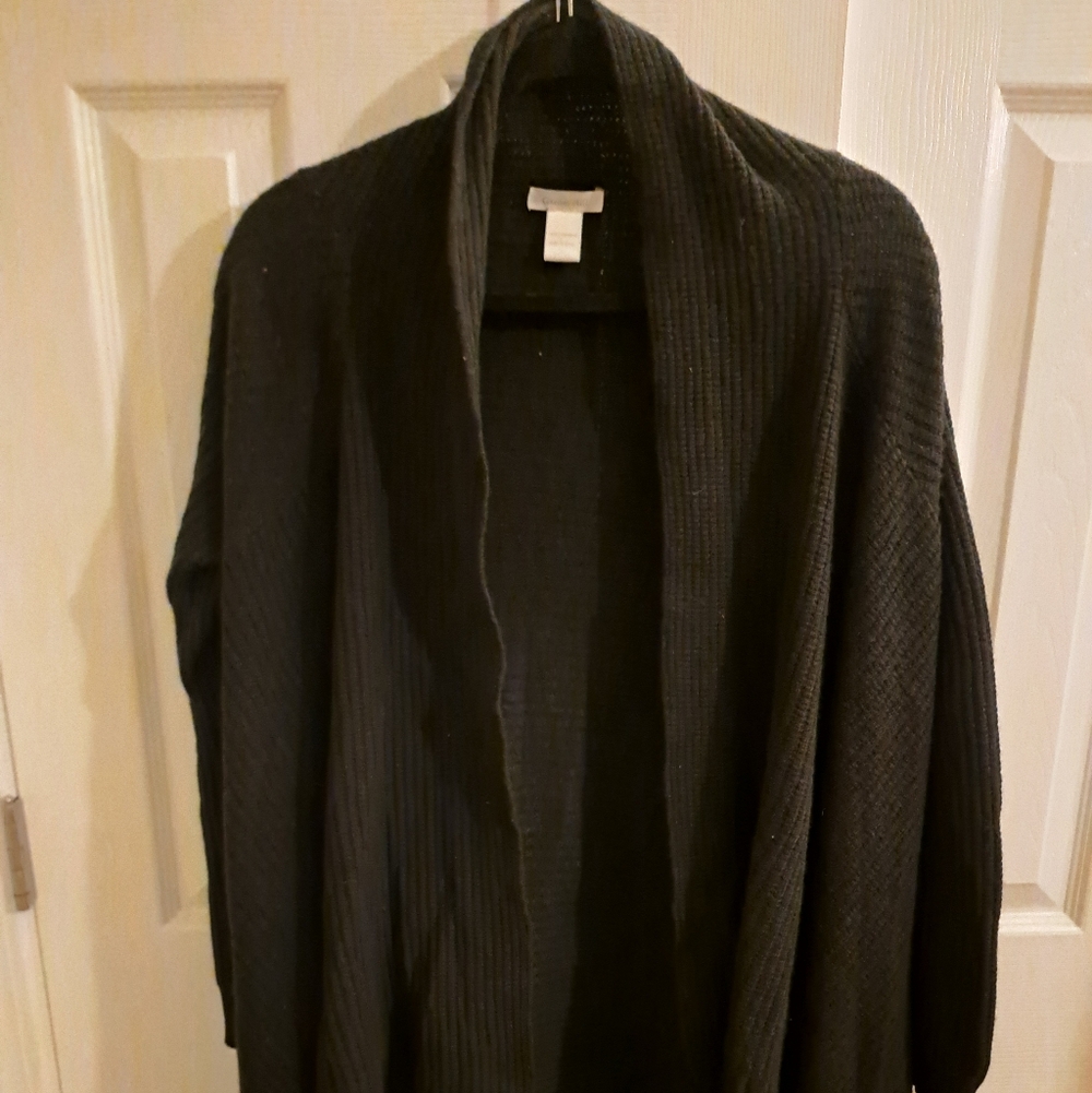 Garnet Hill Black Cashmere Cardigan